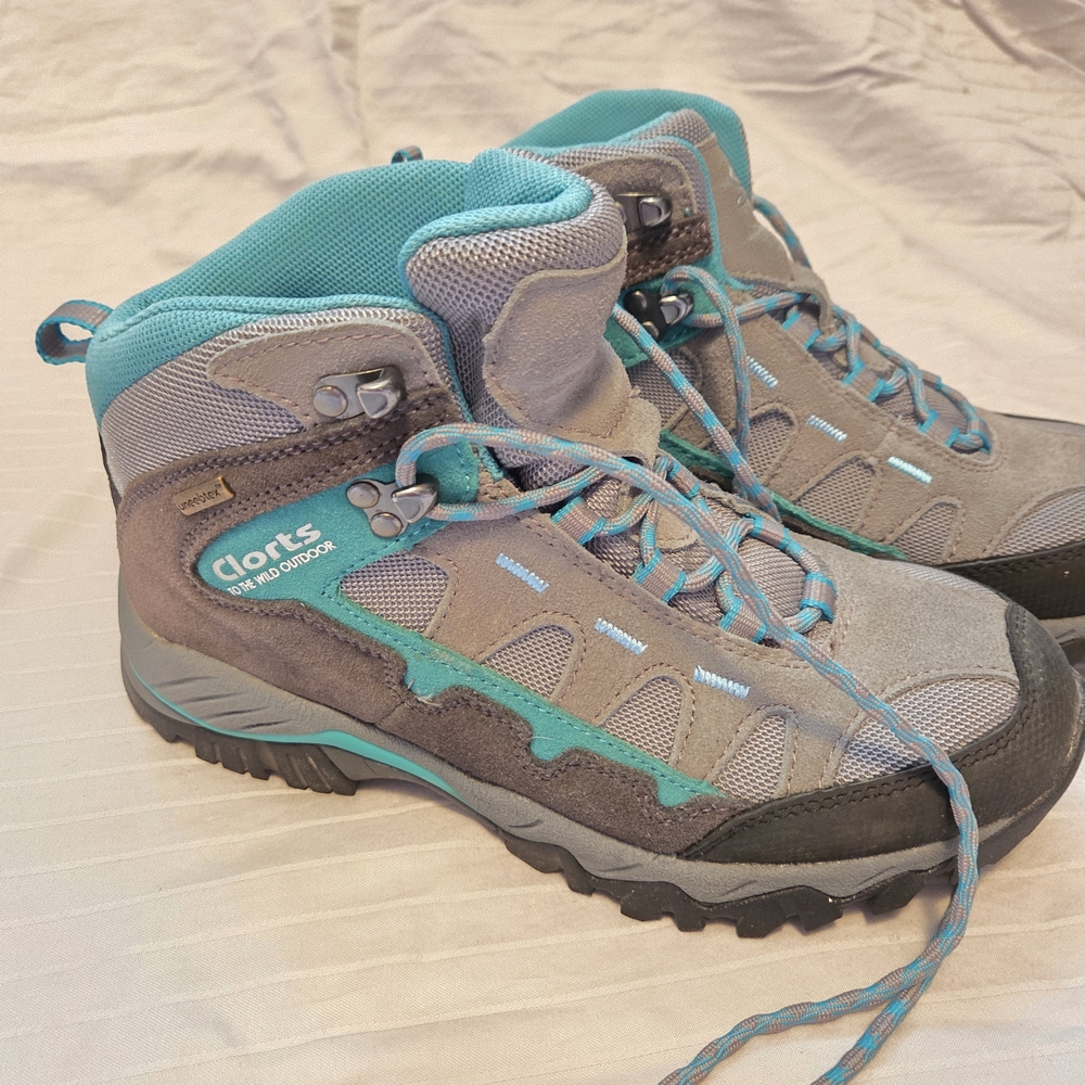 Women's Gray and Teal Hiking Boots